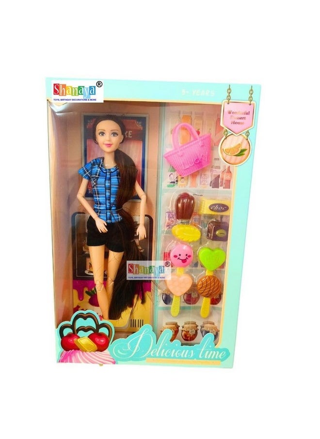 SHANAYA Doll Playset for Girls| Includes Doll, Dessert Toys Like Candies Chocolates | Pretend Play Toys for Kids | Birthday Gift for Girls | Fun & Durable Toy Set for Creative Role Play