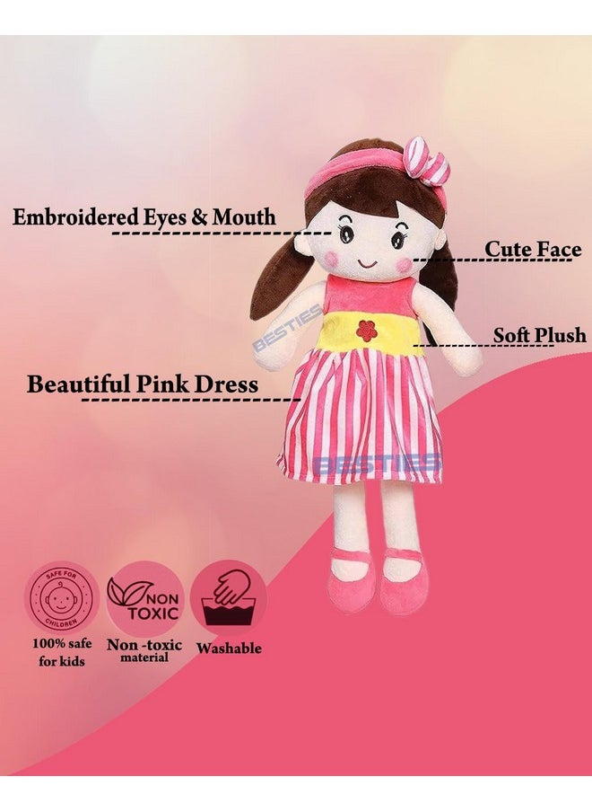 Glance Soft Doll (Pink): Cute 'N' Hug Super Soft 45Cm Stuffed Girl Cute Doll Kids Soft, Polyfill Washable Cuddly Soft Plush Toy, Helps To Learn Role Play, 100% Safe For Kids (45Cm, Cute Doll Pink)