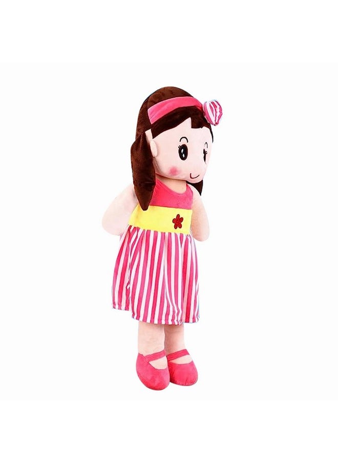 Glance Soft Doll (Pink): Cute 'N' Hug Super Soft 45Cm Stuffed Girl Cute Doll Kids Soft, Polyfill Washable Cuddly Soft Plush Toy, Helps To Learn Role Play, 100% Safe For Kids (45Cm, Cute Doll Pink)