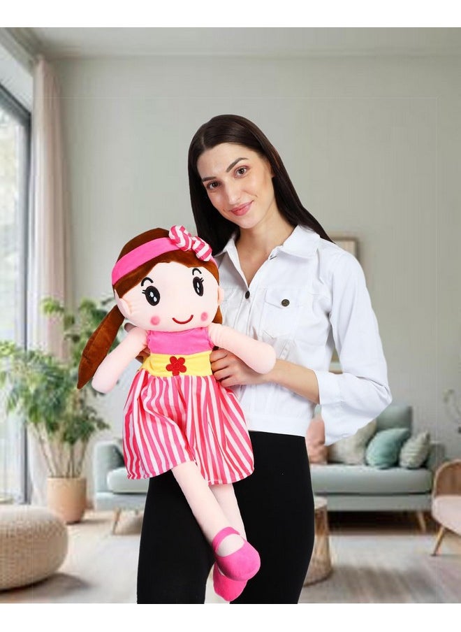Glance Soft Doll (Pink): Cute 'N' Hug Super Soft 45Cm Stuffed Girl Cute Doll Kids Soft, Polyfill Washable Cuddly Soft Plush Toy, Helps To Learn Role Play, 100% Safe For Kids (45Cm, Cute Doll Pink)