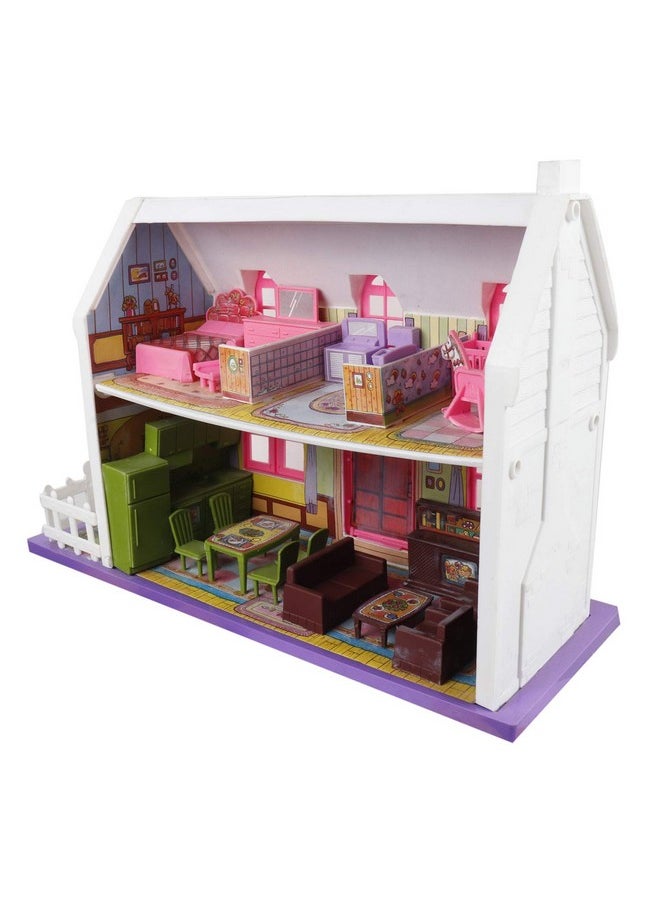 Toyzone My Little Doll House (34 Pcs)-44154 (Multicolor) Girls toy|Role Play Set| Doll House with Furniture| Doll house Play set for kids|Play Set For Girls