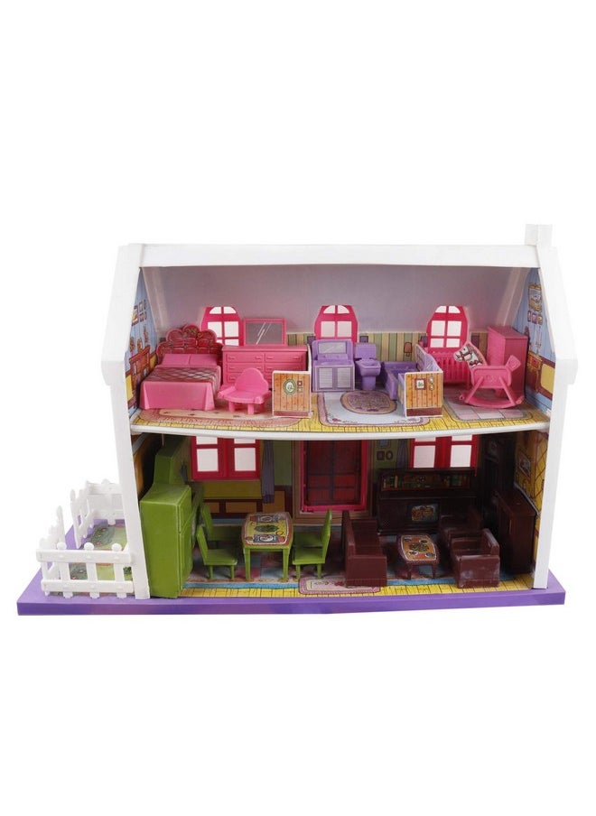 Toyzone My Little Doll House (34 Pcs)-44154 (Multicolor) Girls toy|Role Play Set| Doll House with Furniture| Doll house Play set for kids|Play Set For Girls