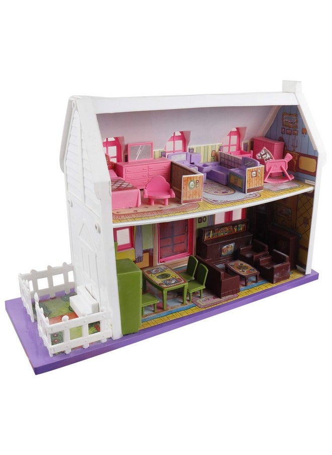 Toyzone My Little Doll House (34 Pcs)-44154 (Multicolor) Girls toy|Role Play Set| Doll House with Furniture| Doll house Play set for kids|Play Set For Girls