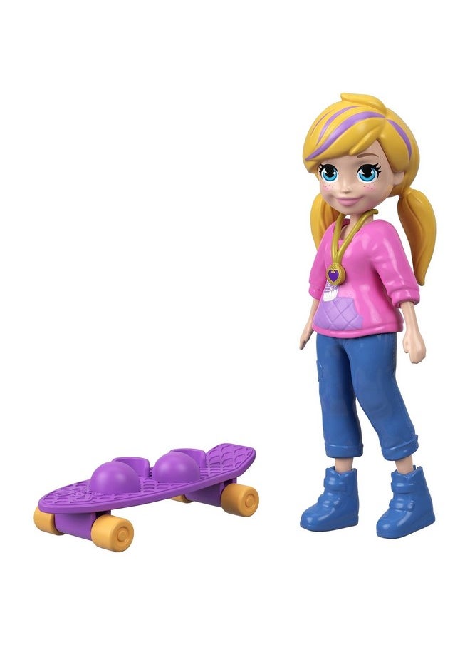 Mattel Polly Pocket Active Pose Doll, Skateboard