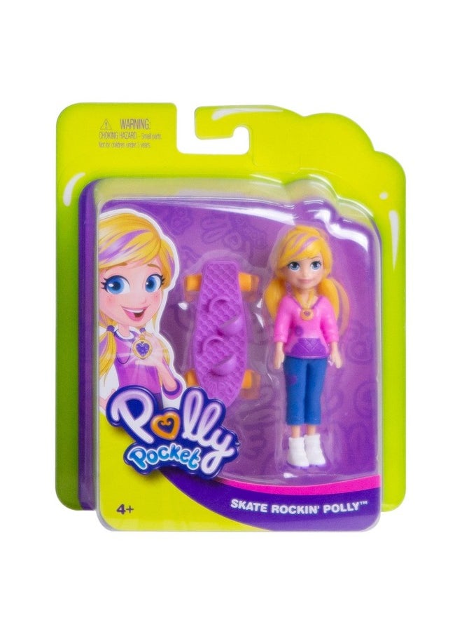 Mattel Polly Pocket Active Pose Doll, Skateboard