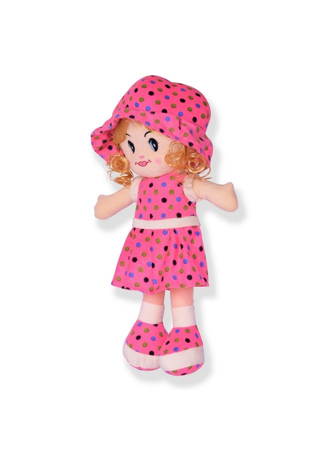 Besties Big Size Beautiful Looking Super Soft 45cm Stuffed Girl Curly Doll-Polyfill Washable Cuddly Soft Plush Toy-Helps to Learn Role Play-100% Safe for Kids (45cm, Pink)