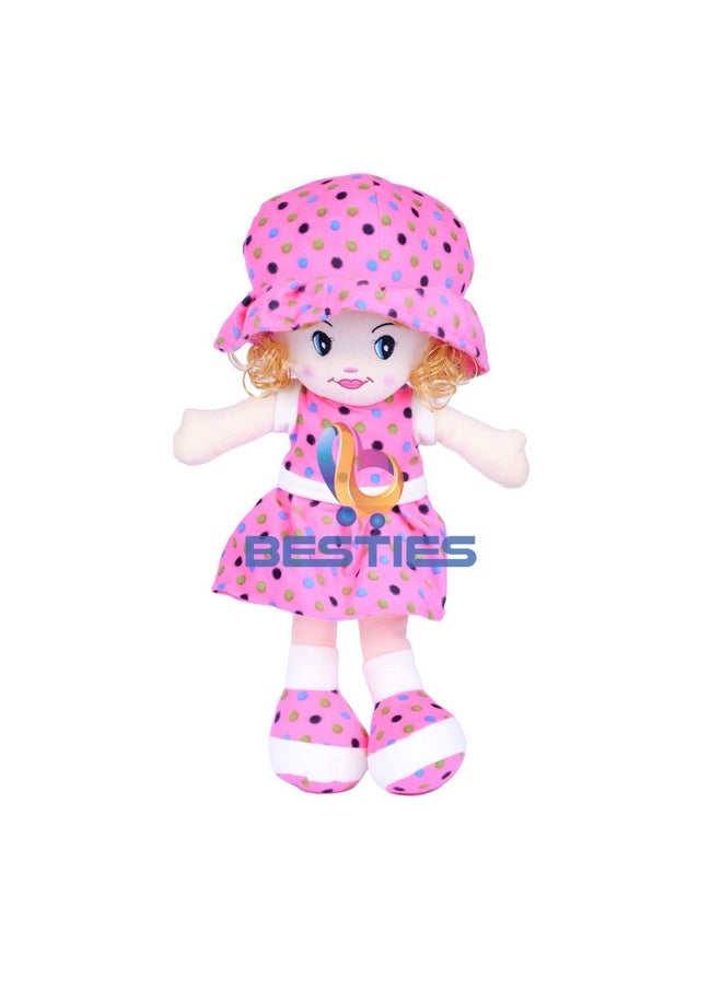 Besties Big Size Beautiful Looking Super Soft 45cm Stuffed Girl Curly Doll-Polyfill Washable Cuddly Soft Plush Toy-Helps to Learn Role Play-100% Safe for Kids (45cm, Pink)