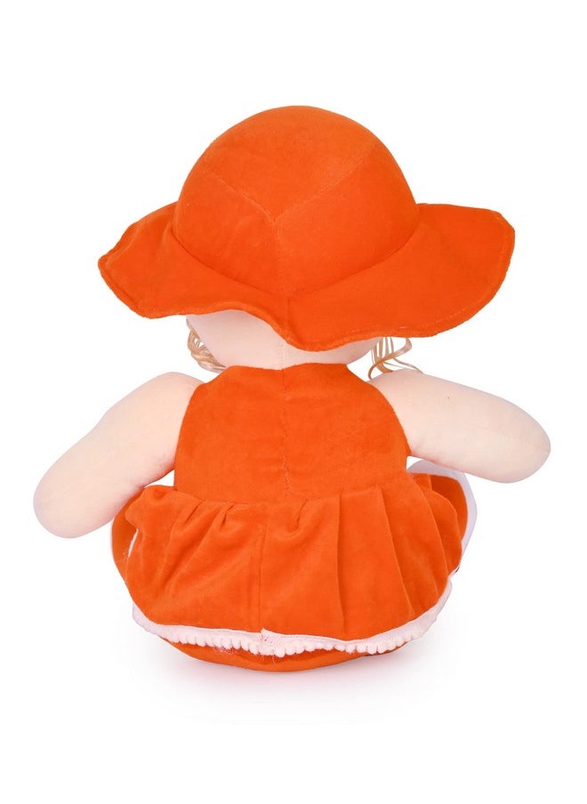 Besties Beautiful Looking Smiling Baby Doll 35 cmSoft Toy/Stuffed Soft Plush Toy for Kids Baby Love Girl Birthday Gifts Decoration (35 cm, Orange)