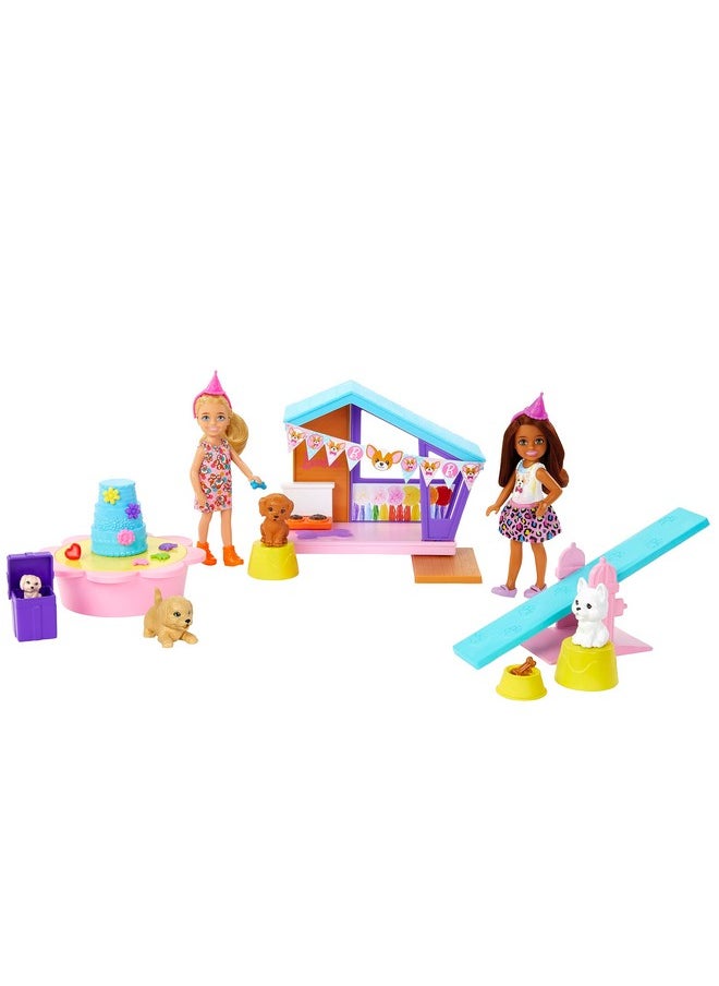Barbie® Chelsea™ Celebration Fun™ Dolls & Playset with 2 Small Dolls, Doghouse, Puppies & 15+ Party Accessories