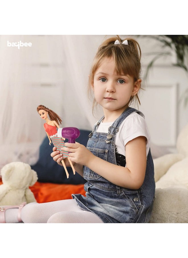 BAYBEE Stylish Fashion Doll Set for Girls Moveable Arms & Legs Doll Girl Toys with Cute Accessories Kids Dressup Dolls Playset Gift Toy for Girls 3+ Years (Brown)