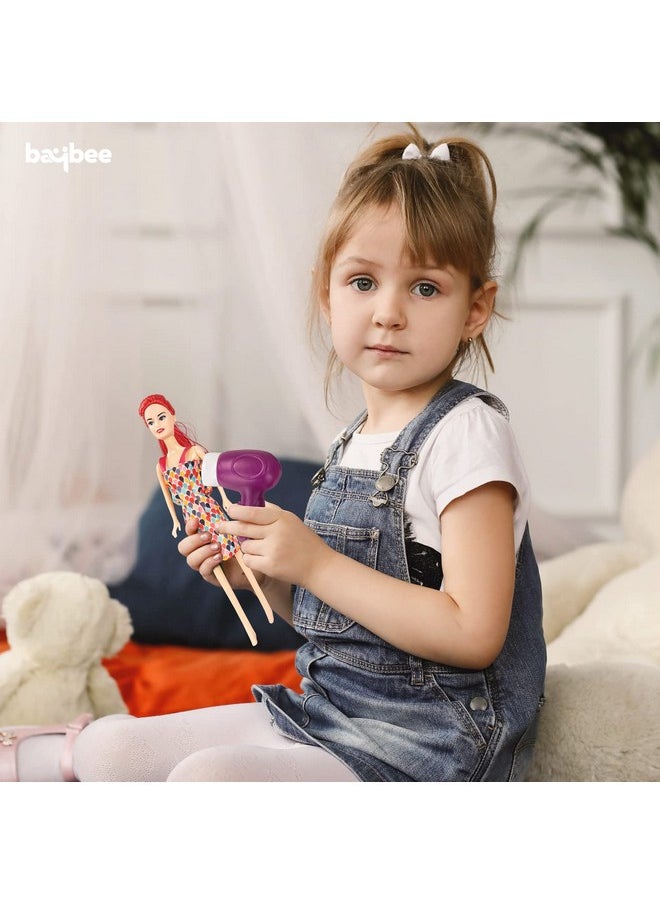 BAYBEE Stylish Fashion Doll Set for Girls Moveable Arms & Legs Doll Girl Toys with Cute Accessories Kids Dressup Dolls Playset Gift Toy for Girls 3+ Years (Pink)