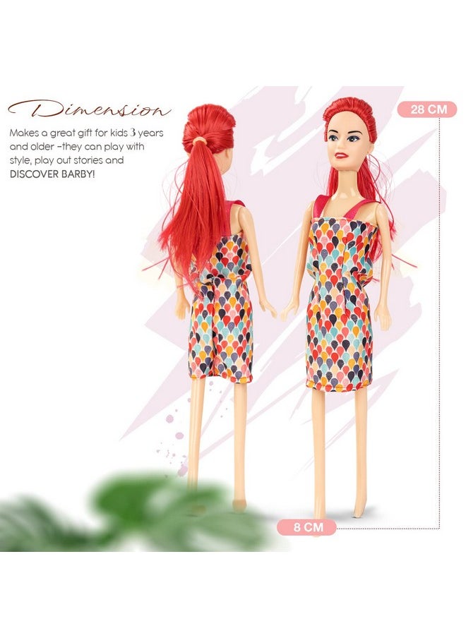 BAYBEE Stylish Fashion Doll Set for Girls Moveable Arms & Legs Doll Girl Toys with Cute Accessories Kids Dressup Dolls Playset Gift Toy for Girls 3+ Years (Pink)