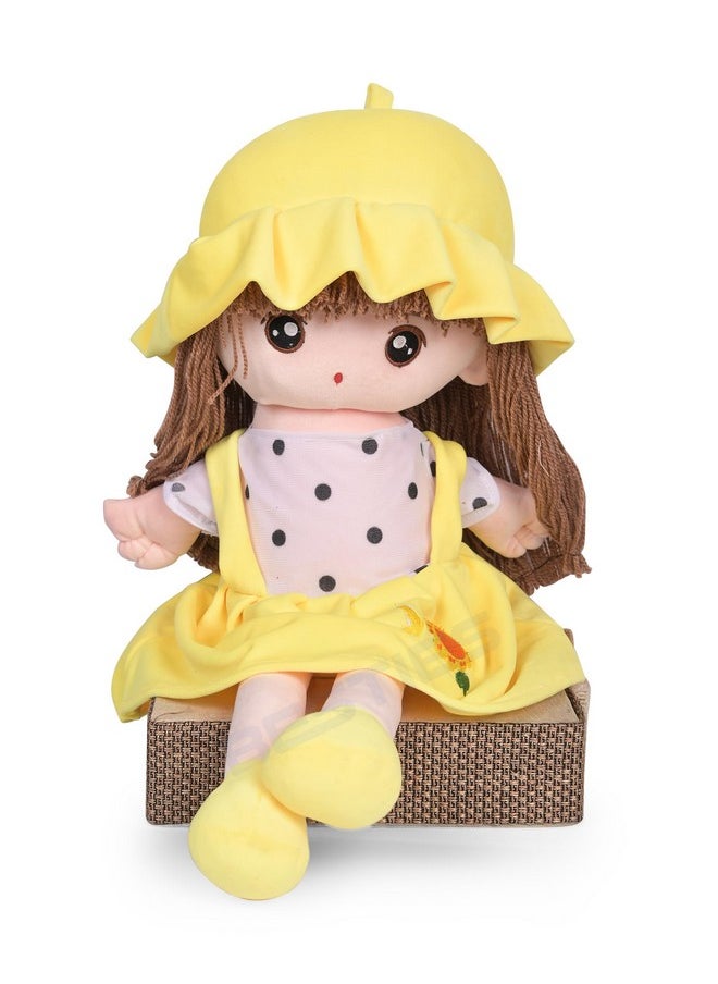 BESTIES Plush Princess Doll 65 cm for Girl in Sturdy Dress with Woolen Hair, Doll for Girls, Toy for Girls, Birthday Gift Girl/Boys, Gift for Girls (Yellow)