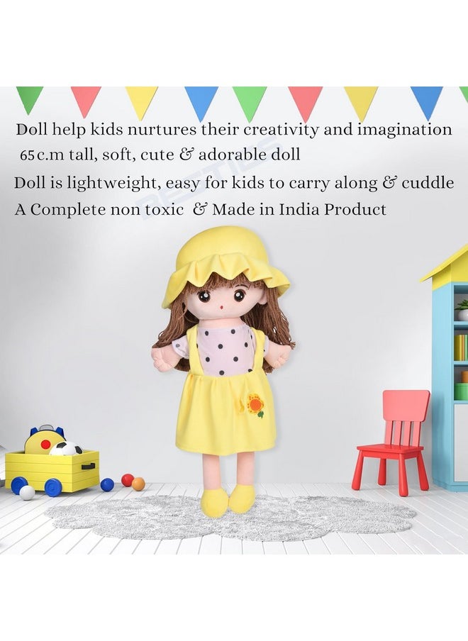 BESTIES Plush Princess Doll 65 cm for Girl in Sturdy Dress with Woolen Hair, Doll for Girls, Toy for Girls, Birthday Gift Girl/Boys, Gift for Girls (Yellow)