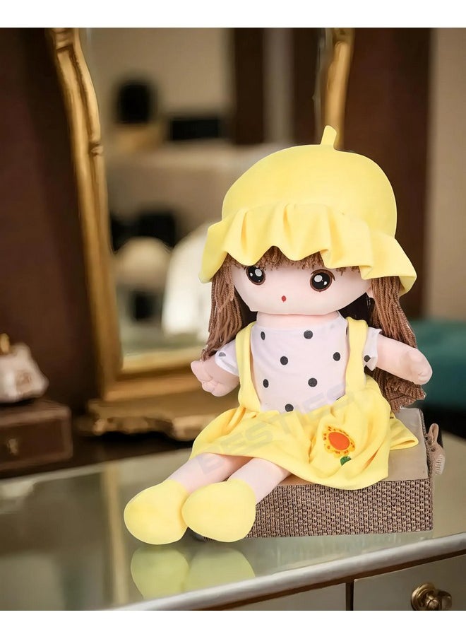 BESTIES Plush Princess Doll 65 cm for Girl in Sturdy Dress with Woolen Hair, Doll for Girls, Toy for Girls, Birthday Gift Girl/Boys, Gift for Girls (Yellow)
