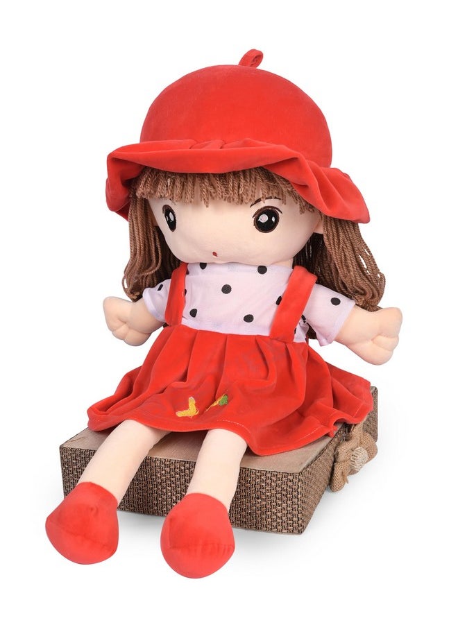 BESTIES Plush Princess Doll 65 cm for Girl in Sturdy Dress with Woolen Hair, Doll for Girls, Toy for Girls, Birthday Gift Girl/Boys, Gift for Girls (Red)