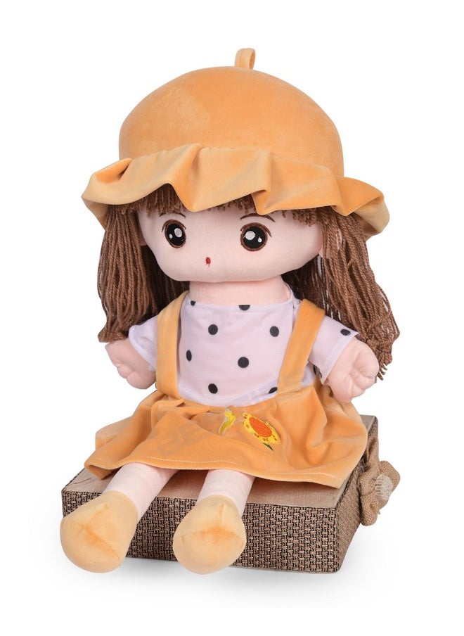 BESTIES Plush Princess Doll 65 cm for Girl in Sturdy Dress with Woolen Hair, Doll for Girls, Toy for Girls, Birthday Gift Girl/Boys, Gift for Girls (Brown)