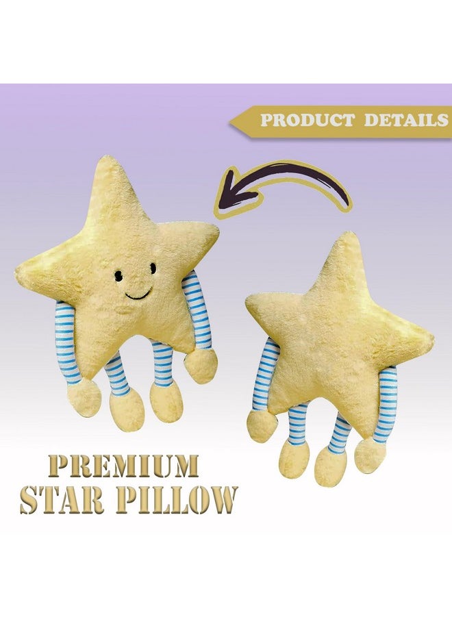 BESTIES Fibre Filled Stuffed Star Soft Toy Pillow with Arm & Leg for Baby of Plush Hugging Pillow Soft Toy for Kids Boy Girl Birthday Gift (Yellow)