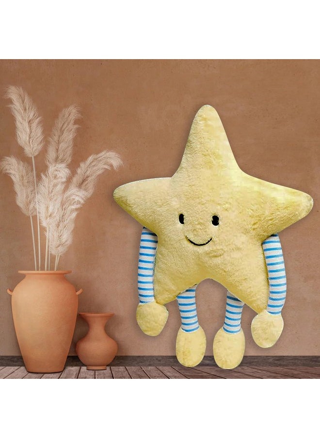 BESTIES Fibre Filled Stuffed Star Soft Toy Pillow with Arm & Leg for Baby of Plush Hugging Pillow Soft Toy for Kids Boy Girl Birthday Gift (Yellow)