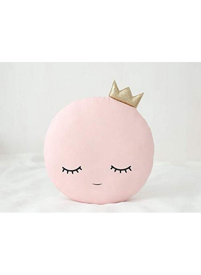 The Purple Tree Velvet Full Moon Cushion with Crown for Kids and Babies (Pink, Pack of 1), Crib Cushion, Cuddle Cushion for Babies, Baby Cot Cushions