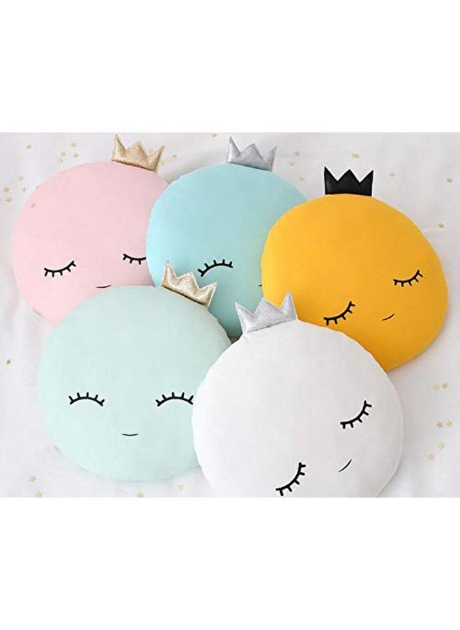 The Purple Tree Velvet Full Moon Cushion with Crown for Kids and Babies (Pink, Pack of 1), Crib Cushion, Cuddle Cushion for Babies, Baby Cot Cushions