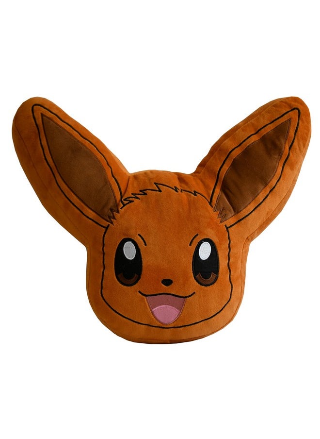 Mirada Brown Pokemon Eevee Face Soft Toy - Officially Licensed - Soft & Cozy Plush Pillow - Ideal Gift for Kids, Boys & Girls - 35cm