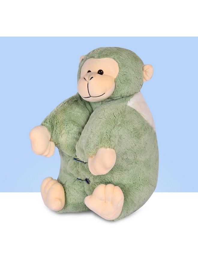 BESTIES Premium Fur Monkey Soft Toy Cum Pillow Green - Height 45 cm