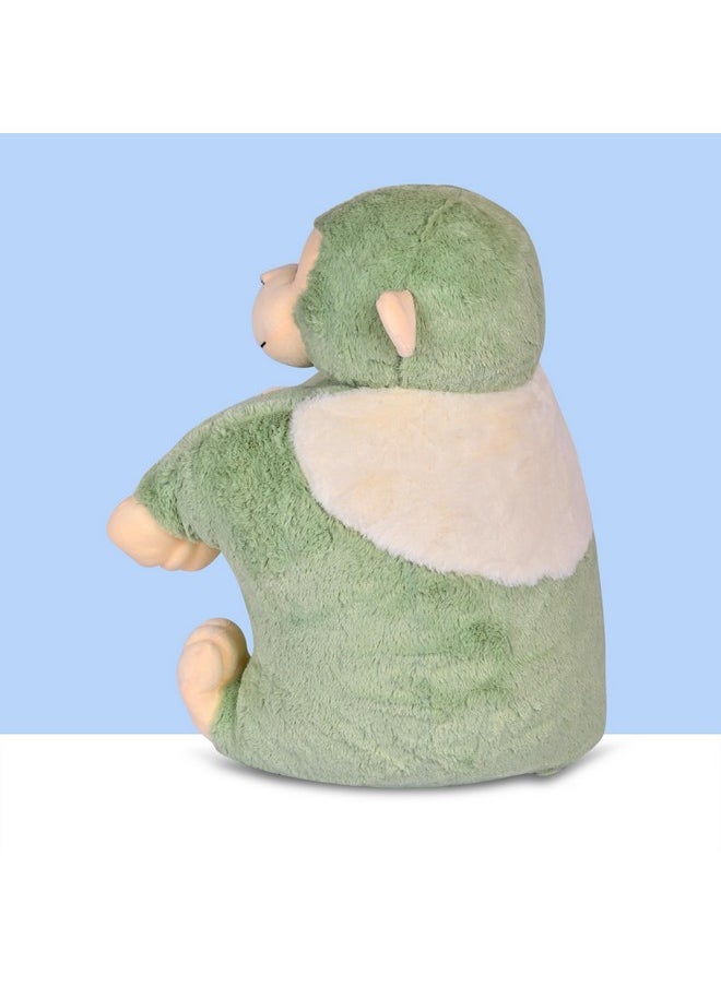 BESTIES Premium Fur Monkey Soft Toy Cum Pillow Green - Height 45 cm