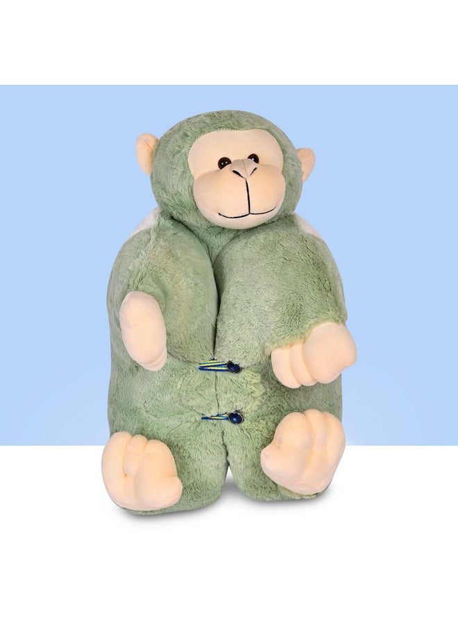 BESTIES Premium Fur Monkey Soft Toy Cum Pillow Green - Height 45 cm