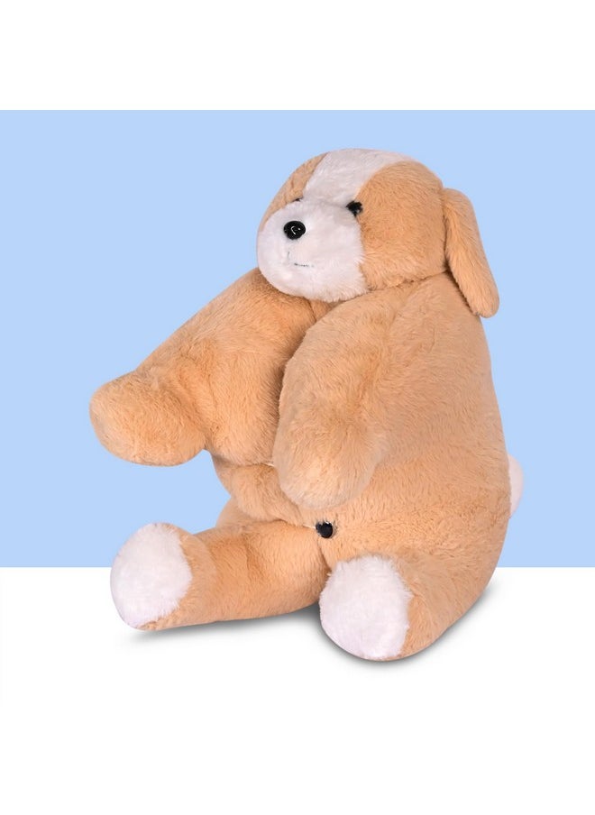 BESTIES Premium Fur Dog Soft Toy Cum Pillow Light Brown - Height 45 cm