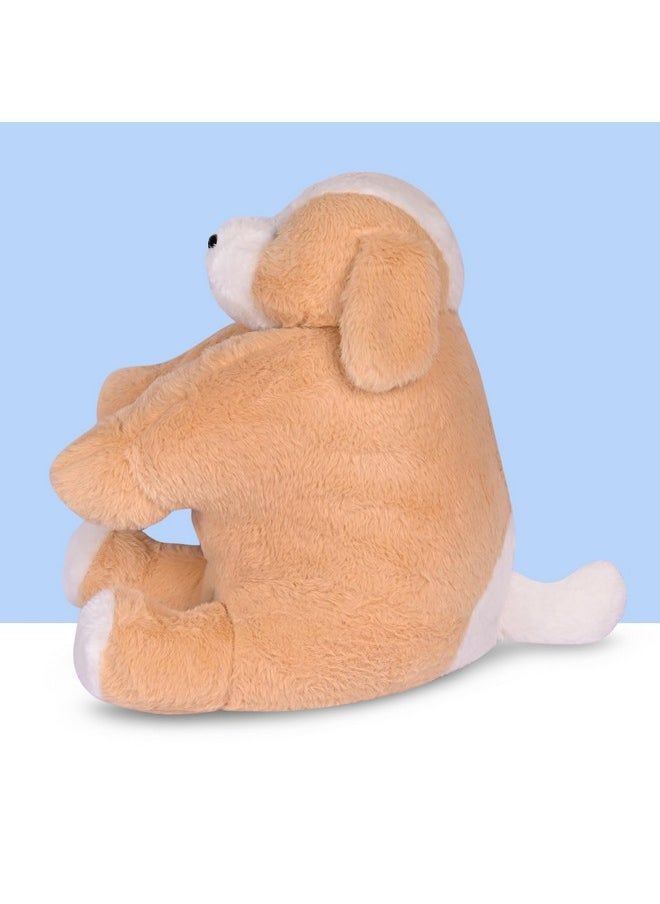 BESTIES Premium Fur Dog Soft Toy Cum Pillow Light Brown - Height 45 cm