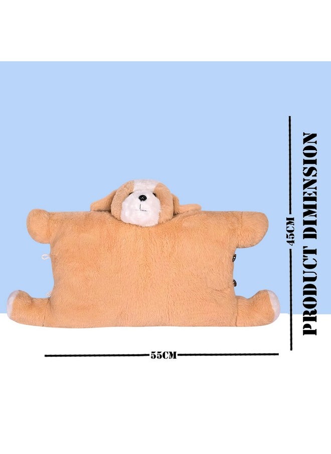 BESTIES Premium Fur Dog Soft Toy Cum Pillow Light Brown - Height 45 cm