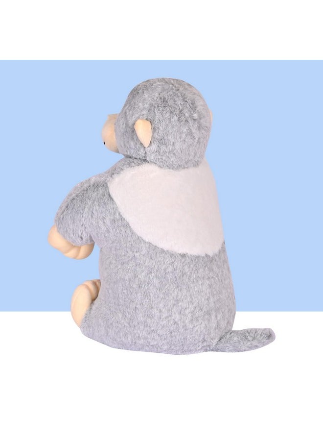 BESTIES Premium Fur Monkey Soft Toy Cum Pillow Grey - Height 45 cm