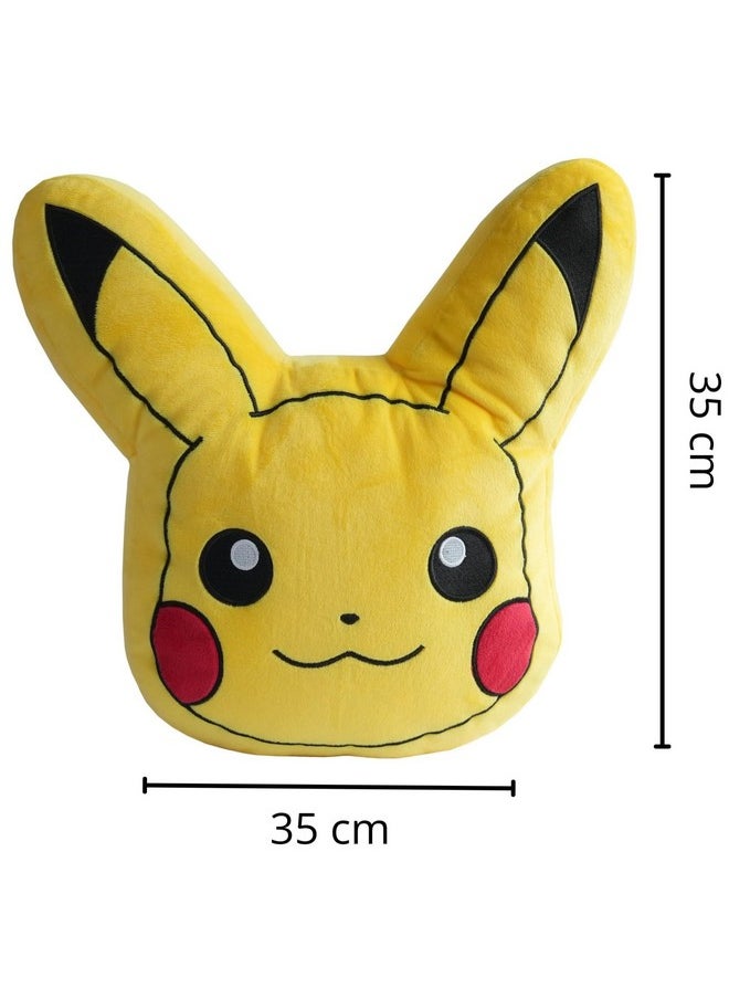 Mirada Yellow Pokemon Pika - chu Face Soft Toy - Officially Licensed - Soft & Comfortable Plush Pillow - Great for Fans & Kids - 35cm
