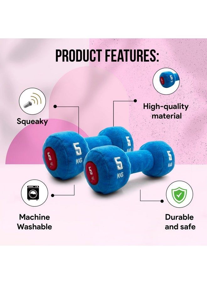 Goofy Tails Dog Toys Combo | Gym Series 2 Dumbbell Plush Toys for Dogs | Dog Squeaky Toys| Soft Toys for Dogs and Puppies| Dog Toys for Puppies and Small Dogs| Squeaky Toy for Dogs (2 Dumbbell-Combo)