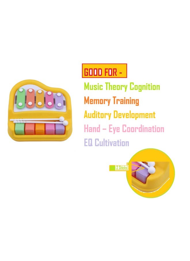 FunBlast Xylophone - Xylophone for Kids, Kids Musical Instruments, Kids Xylophone, Xylophone for 1 Year Old, Kids Drums & Percussion, Hammering & Pounding Toys, Hand Knock Piano Toys (Yellow)