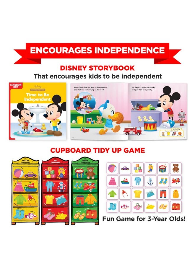 Einstein Box Featuring Disney for 3-Year Old Boys & Girls | Educational Disney Toys/Gifts for 3 Year Old Kids | Board Books and Fun Games Gift Pack | Learning and Educational Gift of Toys and Games |
