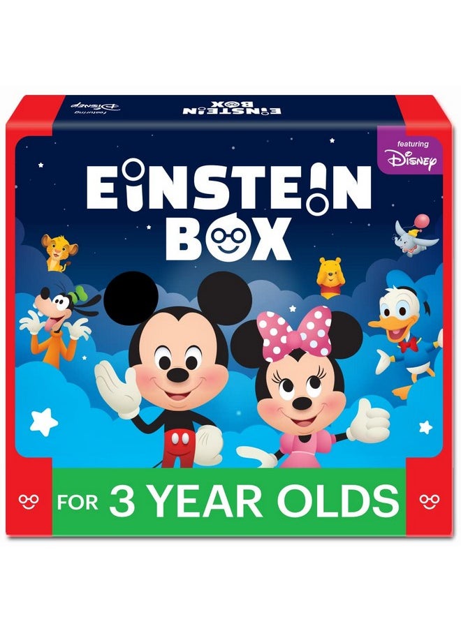 Einstein Box Featuring Disney for 3-Year Old Boys & Girls | Educational Disney Toys/Gifts for 3 Year Old Kids | Board Books and Fun Games Gift Pack | Learning and Educational Gift of Toys and Games |