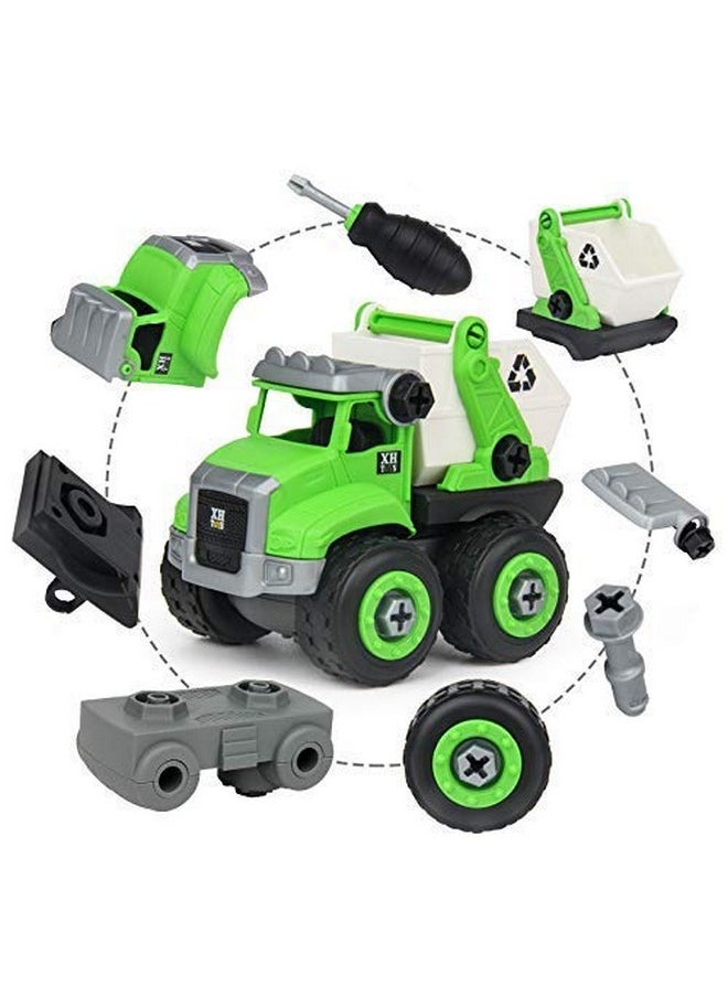 Toyshine Plastic 4 in 1 Take-a-Part DIY Big Waste Recycling Dumper Truck Trailer Toy Set, Green
