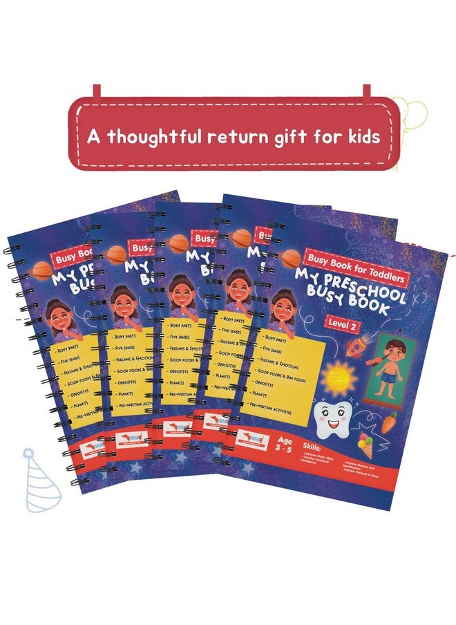 CocoMoco Kids My Preschool Busy Book for Toddlers Level 2 with Body Parts, Planets, Opposites, Emotions | Quiet Book for Kids Learning Toys for 3-5 Year olds | Montessori Learning (Pack of 1)