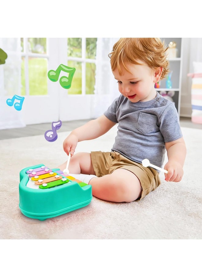 VGRASSP 2 in 1 Small Xylophone and Piano Toy for Kids with Colorful Keys and Drum Sticks - Musical Instrument Toy for Baby and Toddlers - Turquoise
