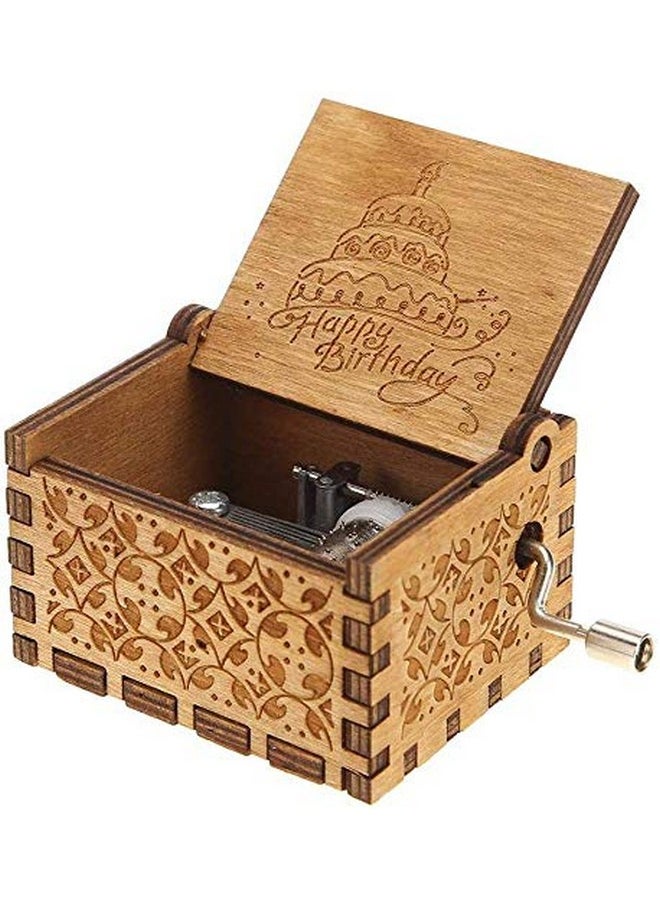 eitheo Wooden Hand cranked collectable Engraved Music Box (Happy Birthday)- Multi Color(Pack of 1)