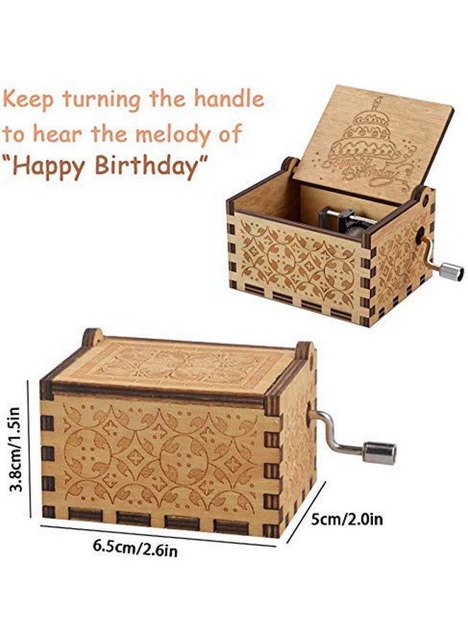 eitheo Wooden Hand cranked collectable Engraved Music Box (Happy Birthday)- Multi Color(Pack of 1)