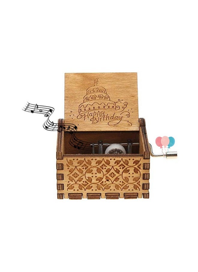 eitheo Wooden Hand cranked collectable Engraved Music Box (Happy Birthday)- Multi Color(Pack of 1)
