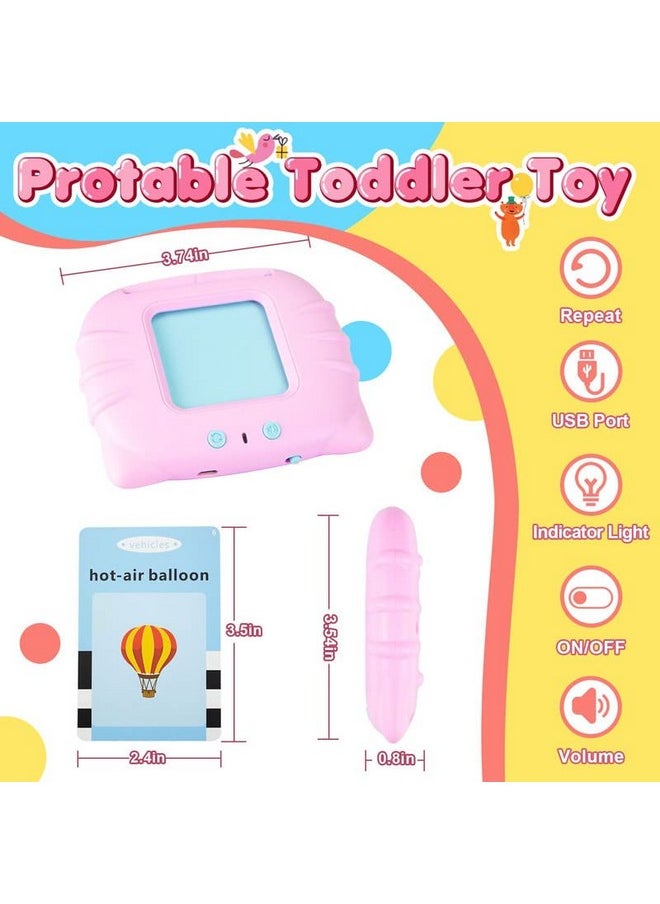VGRASSP Flash Card Game for Kids Talking English Words Card Toy Preschool Learning Reading Interactive Toy for Kids, Pink