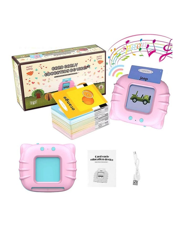 VGRASSP Flash Card Game for Kids Talking English Words Card Toy Preschool Learning Reading Interactive Toy for Kids, Pink
