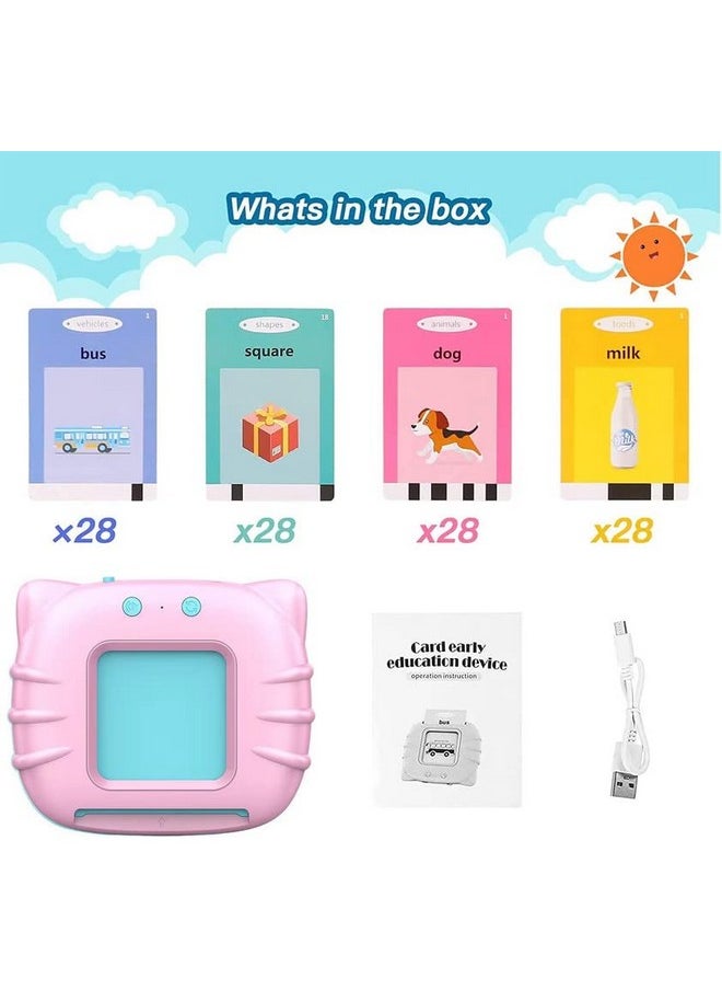 VGRASSP Flash Card Game for Kids Talking English Words Card Toy Preschool Learning Reading Interactive Toy for Kids, Pink