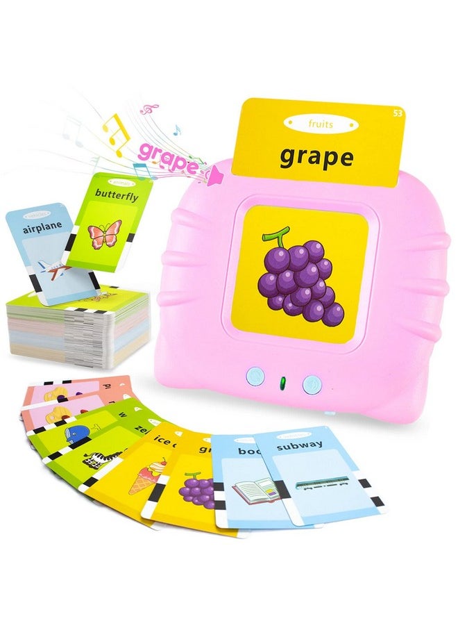 VGRASSP Flash Card Game for Kids Talking English Words Card Toy Preschool Learning Reading Interactive Toy for Kids, Pink