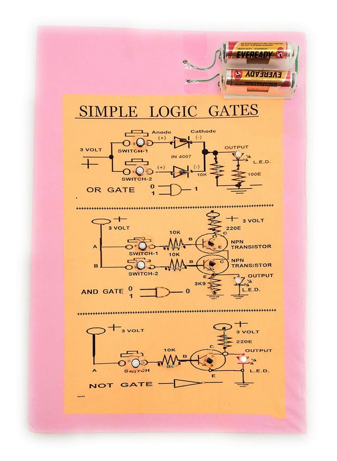 StepsToDo Simple Logic Gates (OR + and + NOT) Demonstration Handmade Project. Ready for Use Pre-Assembled Kit.