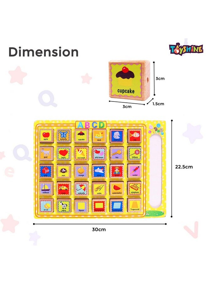 Toyshine Wooden English Learning Alphabet Tray with Lacing Beads , Educational Toy for 2 3 4 5 Year Kids